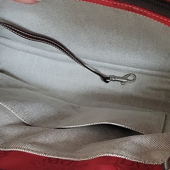 Dooney & Bourke Double Handle-Tote Satchel Donegal Crest Red-Brown Shoulder Bag - Picture 6 of 8